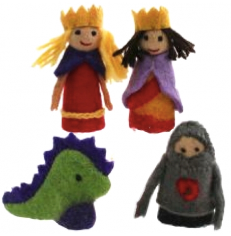 PAPOOSE - felt finger puppets gift boxed set, king & queen